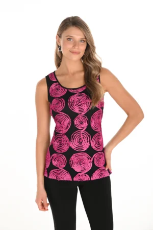Frank Lyman 253228 Black/Begonia Embroidered Camisole