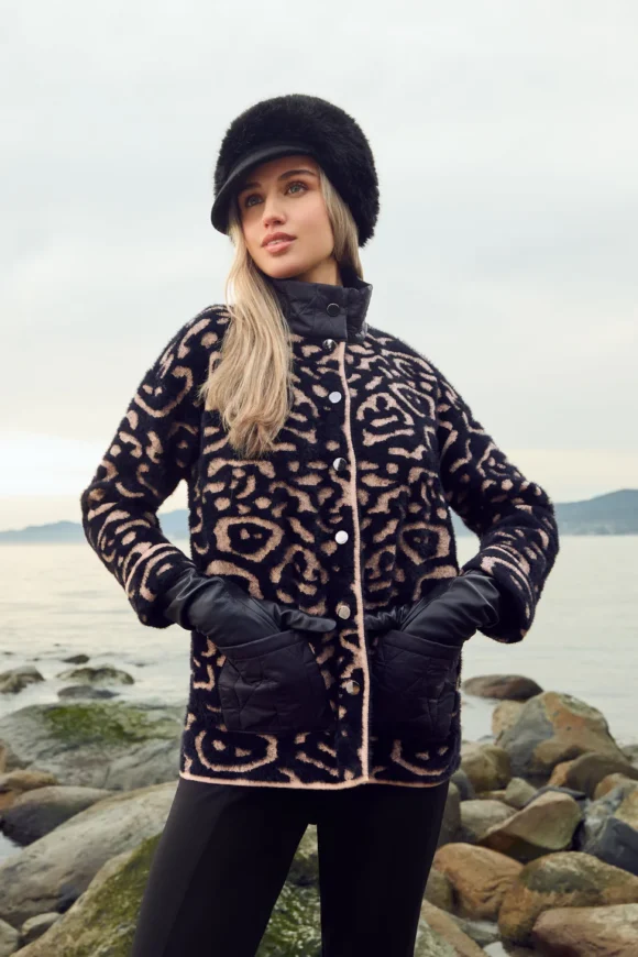 Frank Lyman 253840 Black/Beige Print Knit Jacket