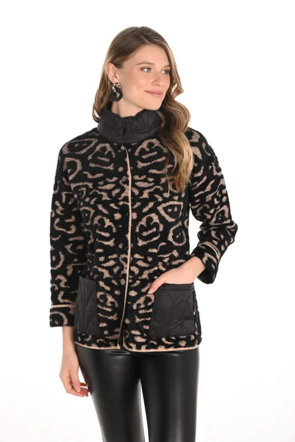 Frank Lyman 253840 Black/Beige Print Knit Jacket