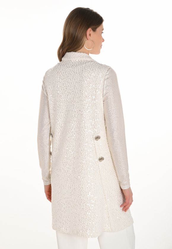 Frank Lyman 254207 Winter White Sequin Detail Vest