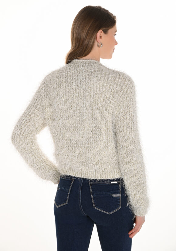 Frank Lyman 254929 Ivory/Gold Pearl Embellished Cardigan