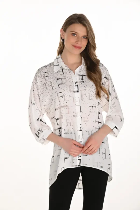 Frank Lyman 254995 Jewel Embellished Woven Blouse