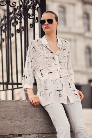 Frank Lyman 254995 Jewel Embellished Woven Blouse