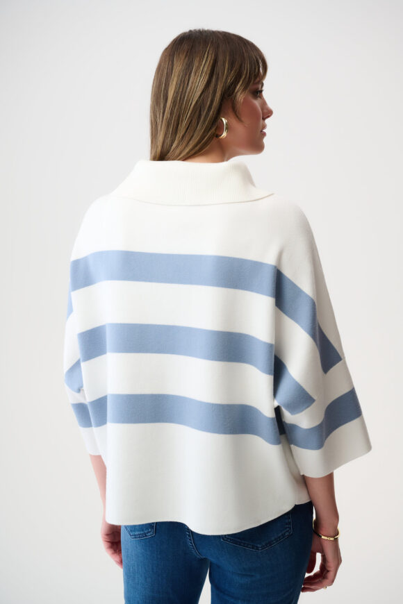 Joseph Ribkoff 261983 Stripe Print Sweater With Zipped Collar