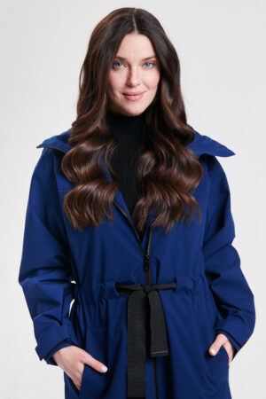 Nikki Jones 8008 Sapphire Long Hooded Raincoat