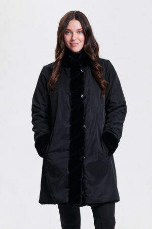 Nikki Jones 8129 Black Faux Fur Reversible Coat