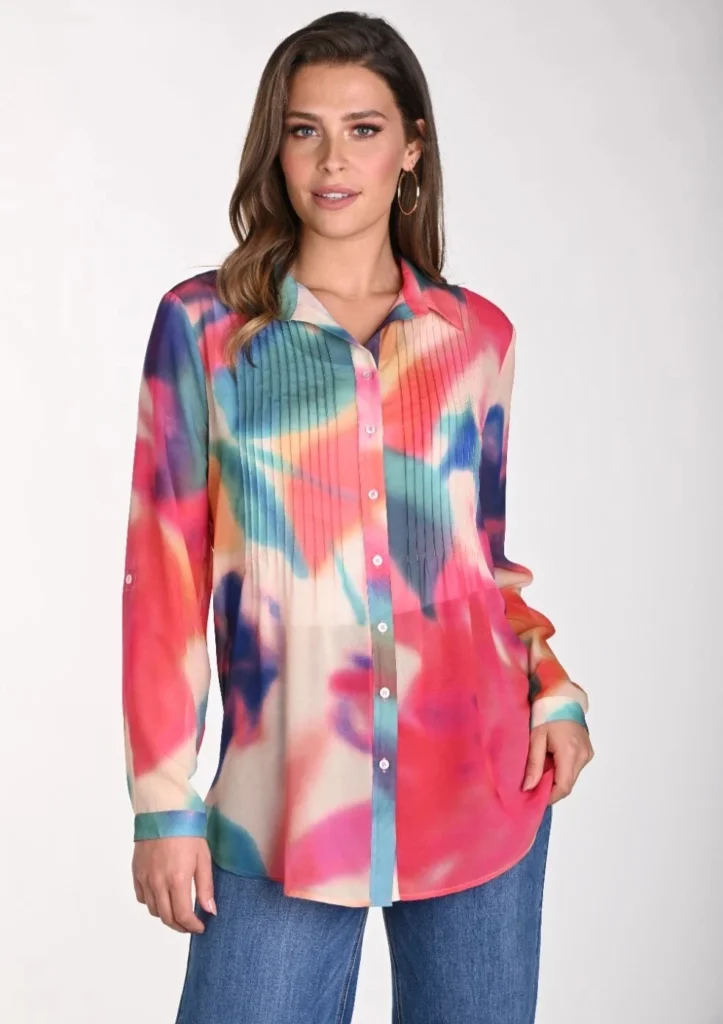 Frank Lyman 241345U Pink/Multi Chiffon Blouse