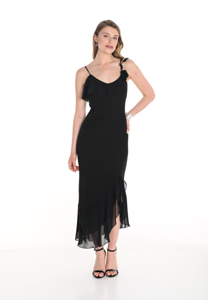 Frank Lyman 256245 Black Fit And Flare Midi Dress