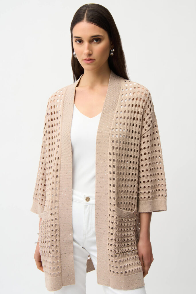 Joseph Ribkoff 261926 Parchment Knit Cover-Up With Sequins
