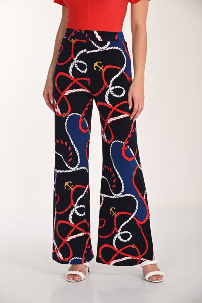 Frank Lyman 266419 Midnight/Red Abstract Print Trousers