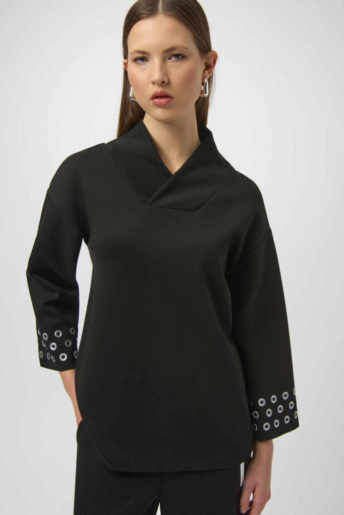 Joseph Ribkoff 254067 Black Scuba Jersey Straight Top
