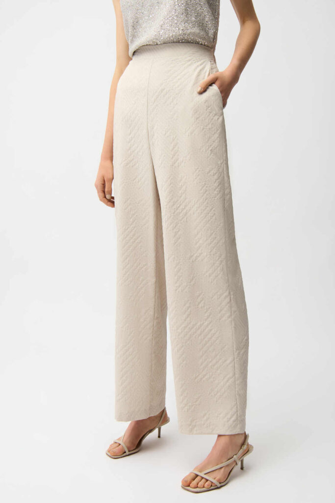 Joseph Ribkoff 261056 Moonstone Jacquard Wide Leg Trousers