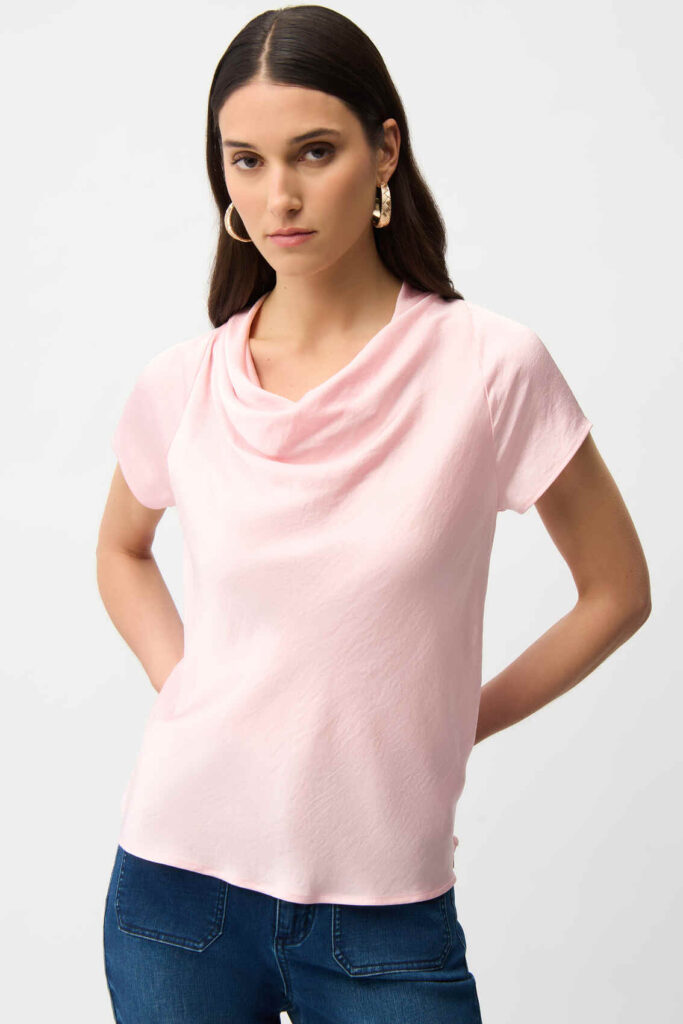 Joseph Ribkoff 261195 Petal Pink Cowl Neck Satin Top