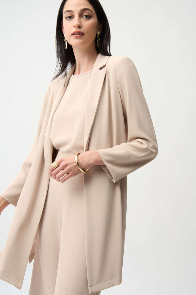 Joseph Ribkoff 261216 Parchment Woven Twill Longline Blazer