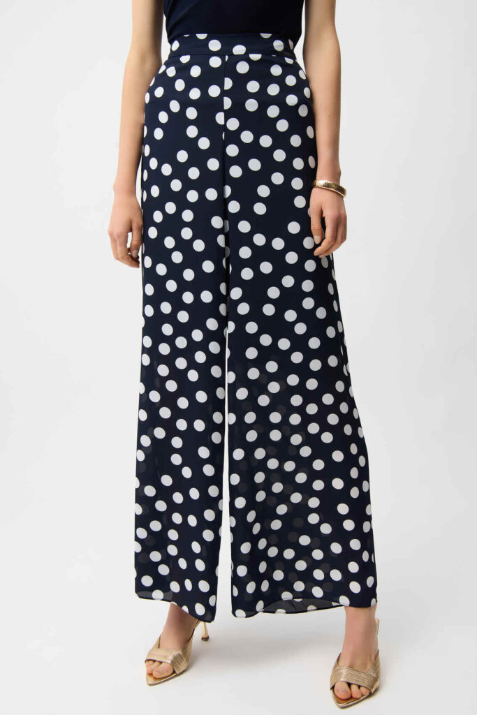 Joseph Ribkoff 261305 Georgette Dot Print Wide Leg Trousers