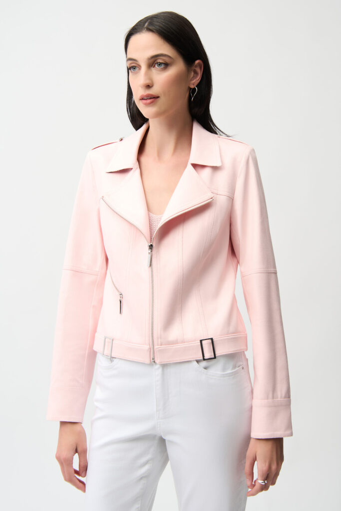 Joseph Ribkoff 261910 Petal Pink Faux Suede Fitted Jacket