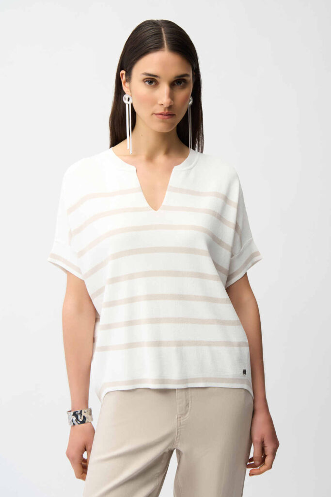 Joseph Ribkoff 261921 Viscose Blend Stripe Print Knit Top