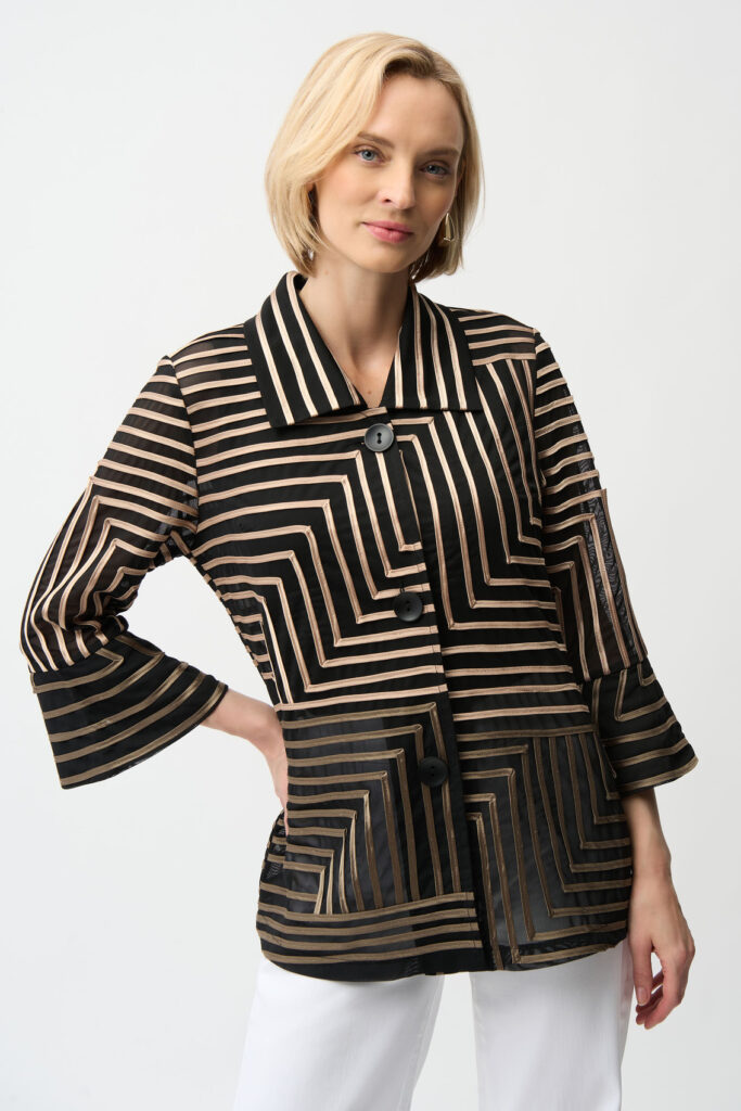 Joseph Ribkoff 261980 Abstract Print Jacket With Bell Sleeve