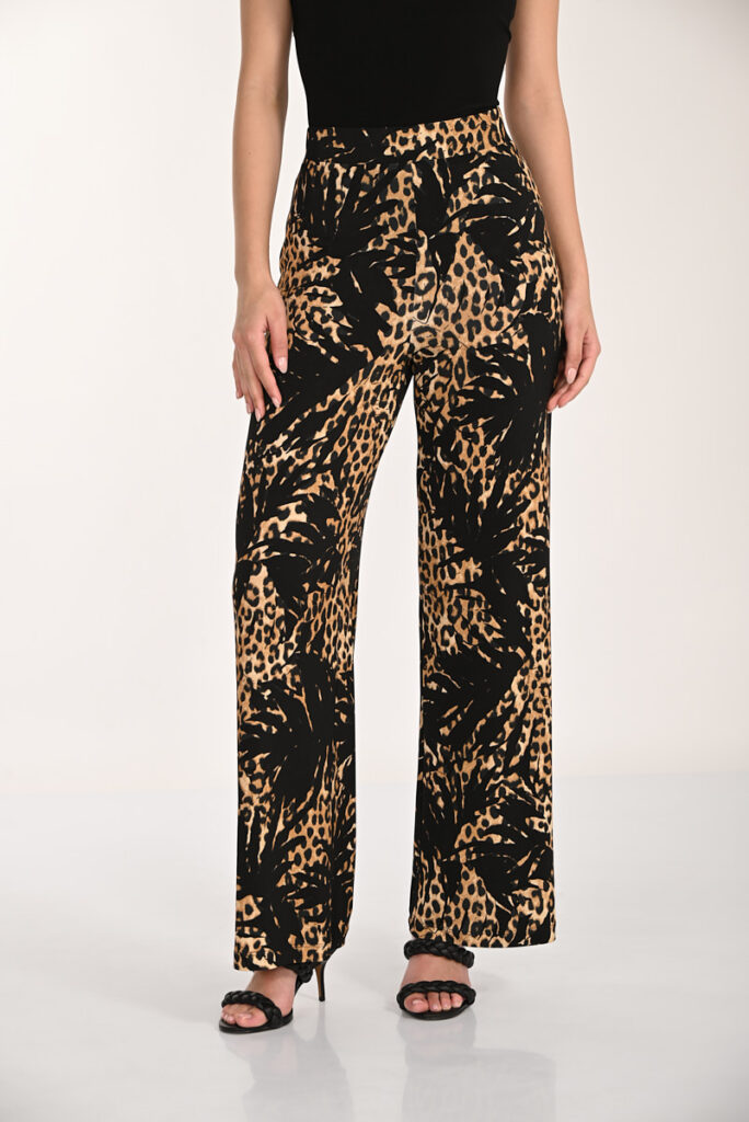 Frank Lyman 266151 Leopard Print Wide Leg Trousers