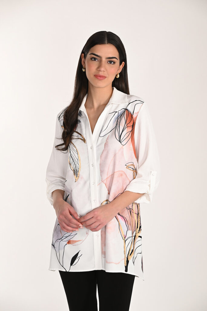 Frank Lyman 266513 Off-White/Multi Floral Print Blouse