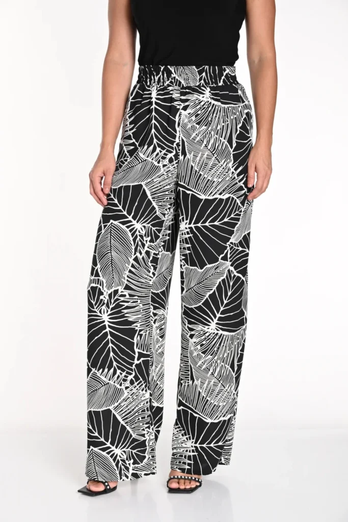 Frank Lyman 241180 Black/Light Beige Print Trousers