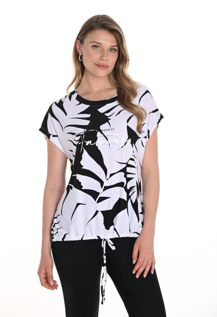 Frank Lyman 256138 Black/Off-White Print Top