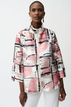 Joseph Ribkoff 261052 Organza Jacquard Abstract Print Jacket