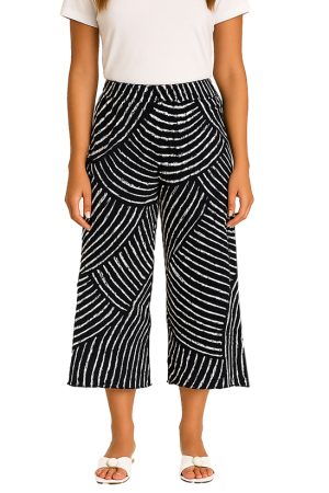 Orly 261196 Navy/White Print Pleated Full Length Trouser New