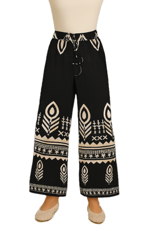 Orly 261278 Black/Beige Wide Leg Pull-On Trousers