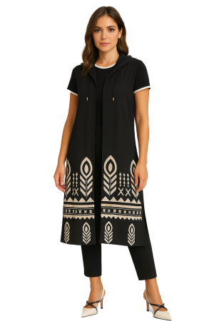 Orly 261285 Black/Beige Hooded Sleeveless Cover-Up