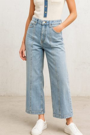 Orly 261315 Light Denim Wide Leg Cropped Jeans