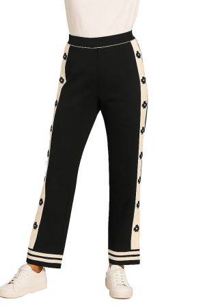 Orly 261335 Black/Cream Flower Embroidered Trousers