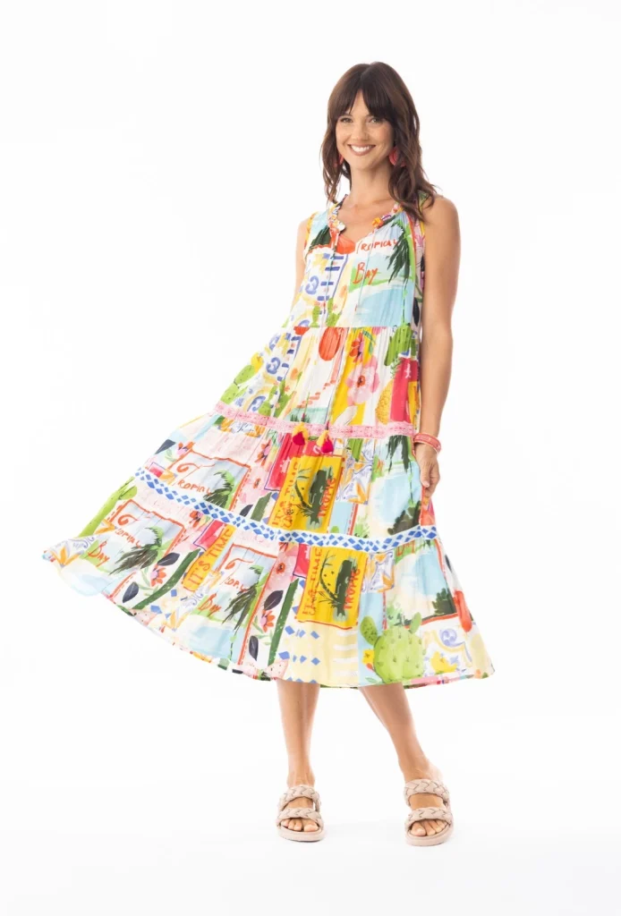 Escape By OQ 30118 Multi Erica Layered Sleeveless Dress
