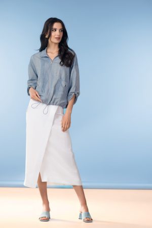 A47070 indigo(blouse)+A47045 white(skirt)