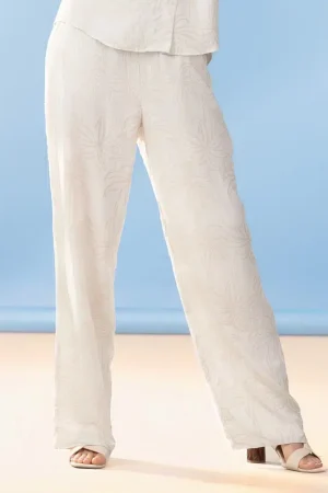 Alison Sheri A47292 Cream/Beige Print Wide Leg Trousers