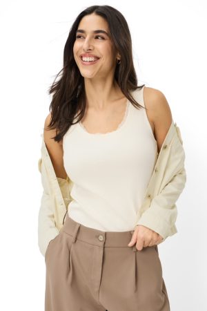 Brax Ivy Cotton Blend Sleeveless Lace Detail Camisole