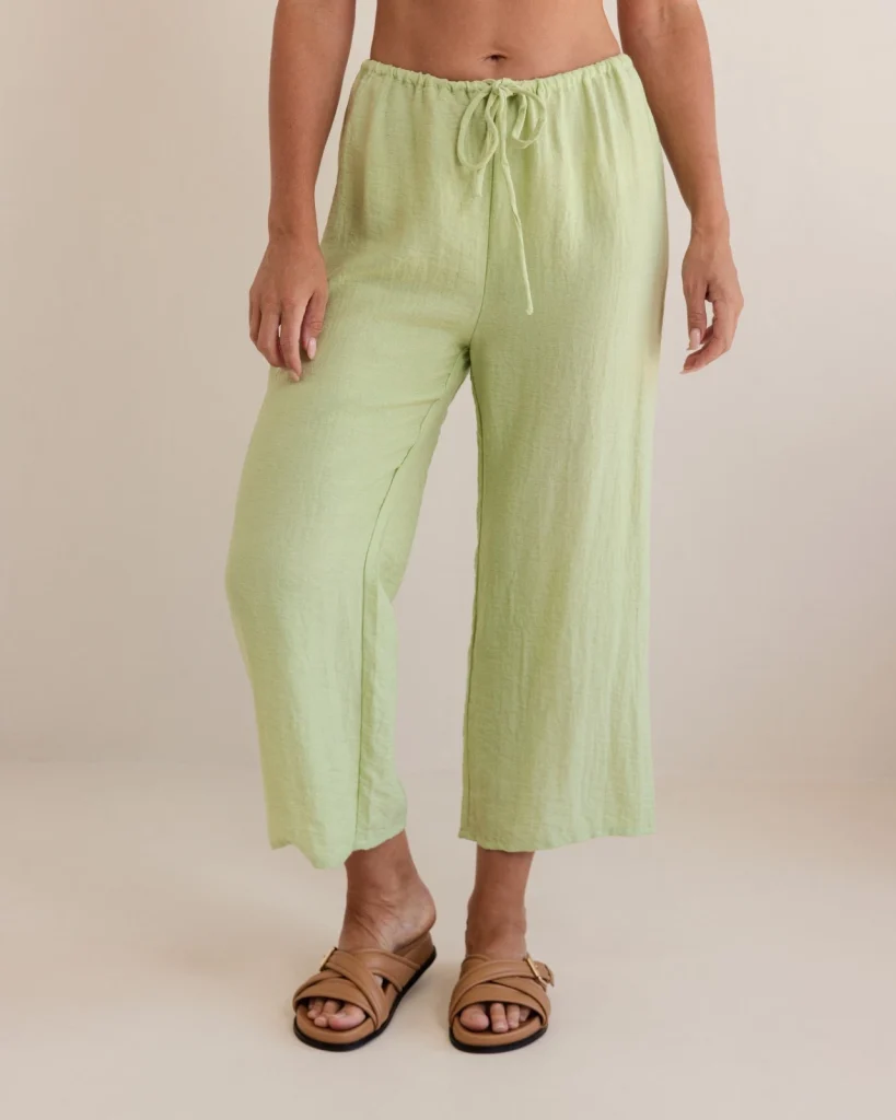 See Saw USS525 Pistachio Linen Mix Wide Leg Trousers