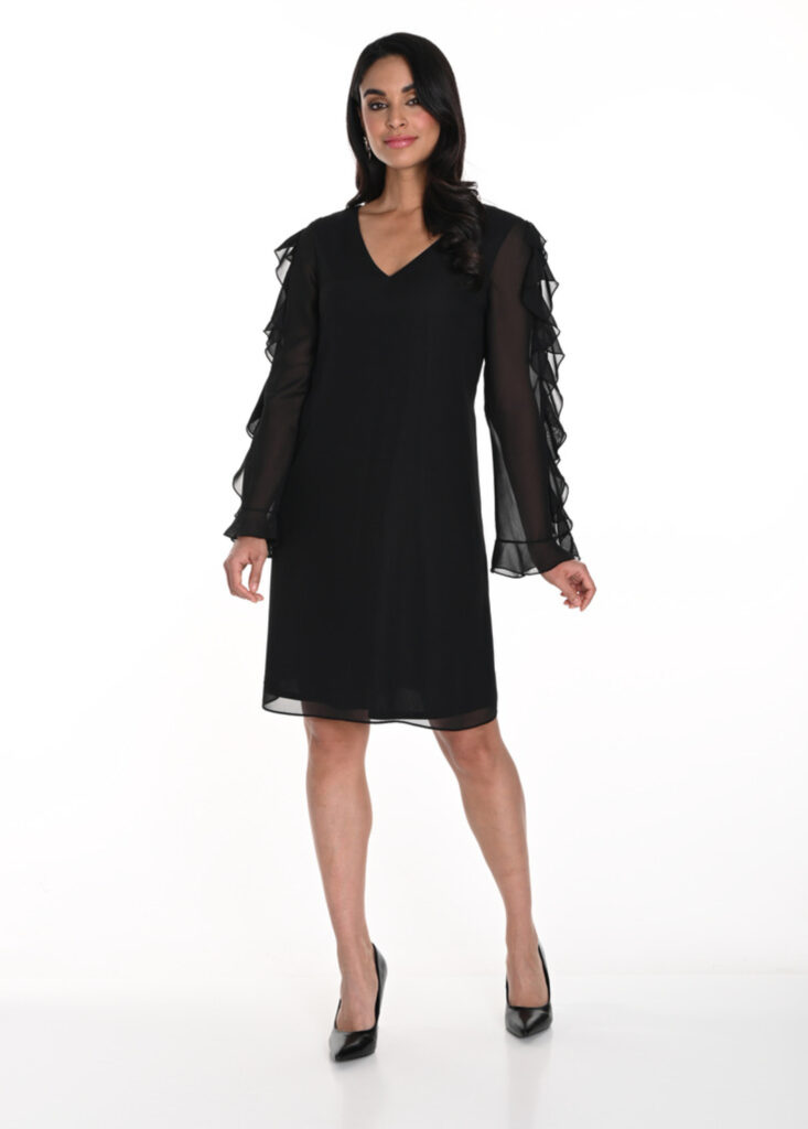 Frank Lyman 243413U Black Chiffon Dress