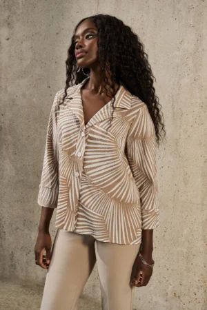 Joseph Ribkoff 251089 Dune/Vanilla Tropical Trapeze Jacket