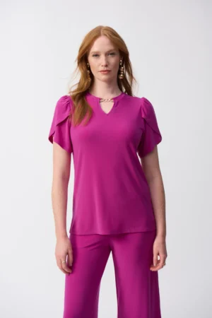 Joseph Ribkoff 251121 Purple Orchid Short Sleeve Top