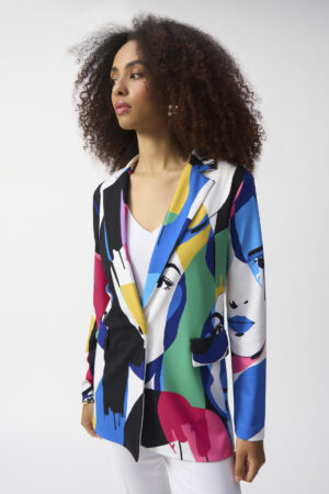 Joseph Ribkoff 251176 Vanilla/Multi Abstract Print Blazer