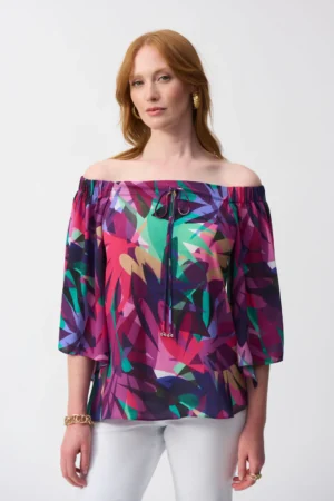 Joseph Ribkoff 251179 Multi Tropical Print Boxy Top
