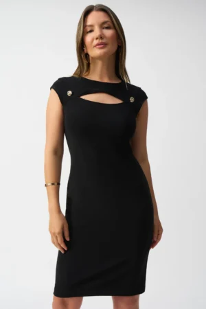 Joseph Ribkoff 251202 Black Cutout Sheath Dress