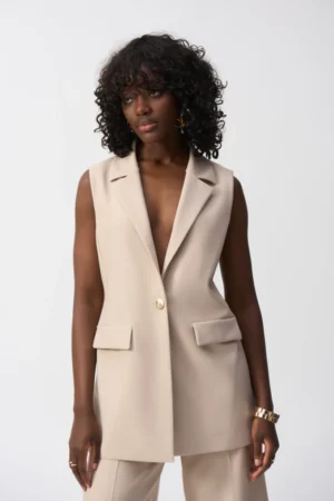 Joseph Ribkoff 251264 Parchment Fitted Sleeveless Vest