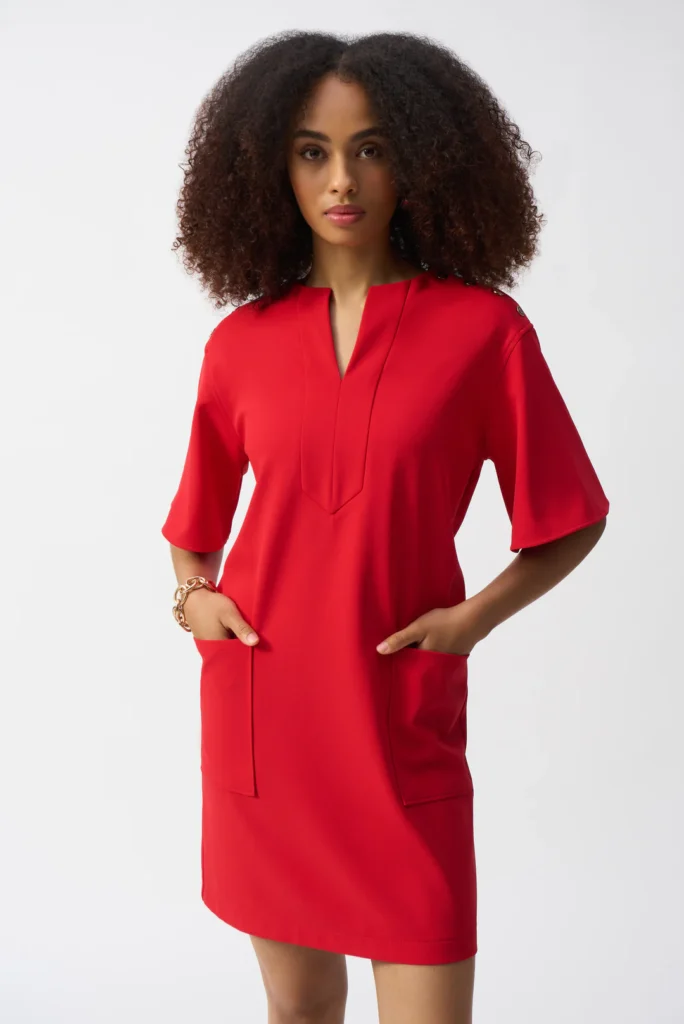 Joseph Ribkoff 251269 Red Short Sleeve Straight Dress