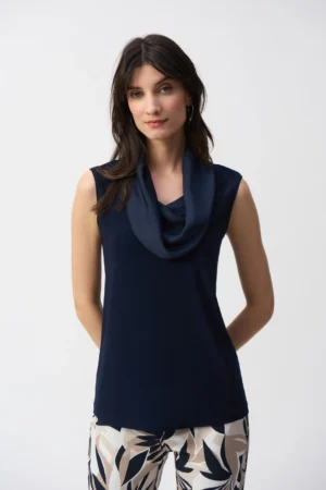 Joseph Ribkoff 251276 Midnight Blue Cowl Neck Sleeveless Top