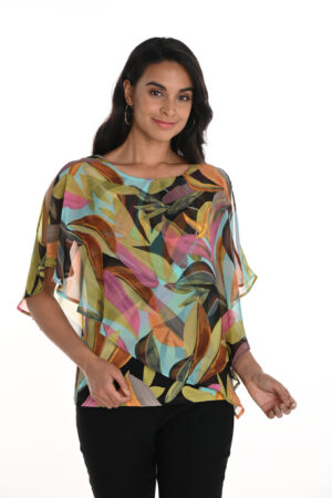 Frank Lyman 256238 Aqua/Pink Chiffon Top