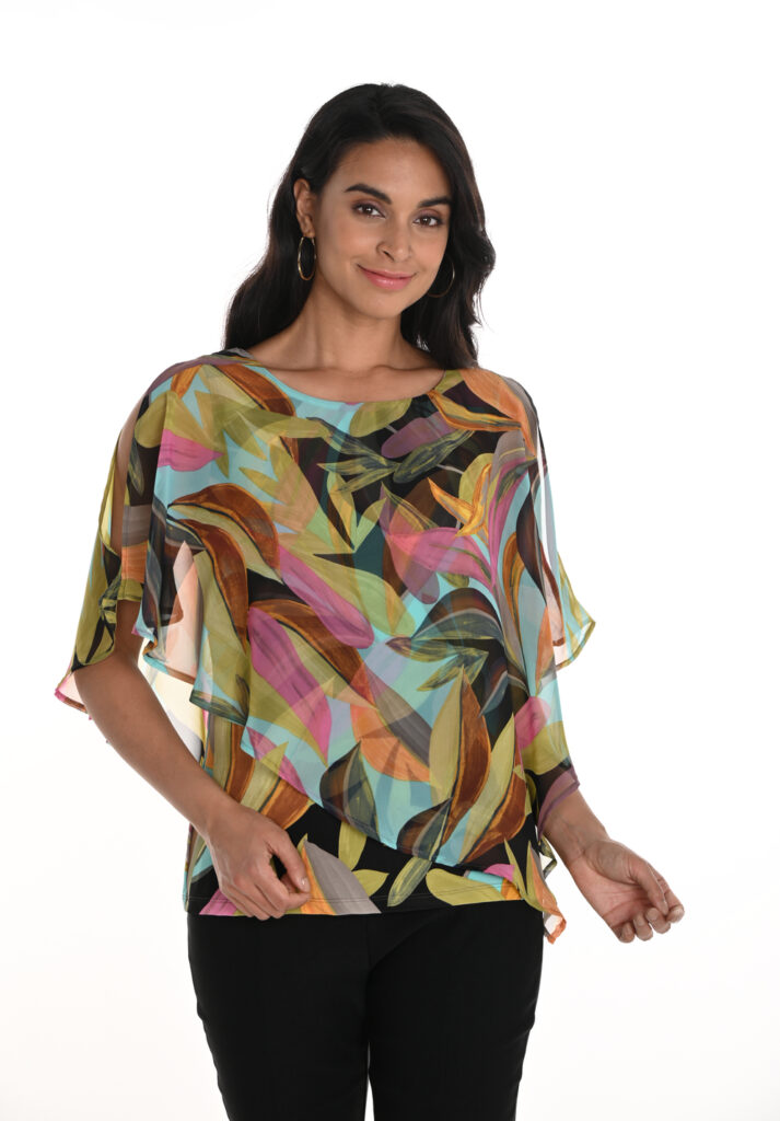 Frank Lyman 256238 Aqua/Pink Chiffon Top