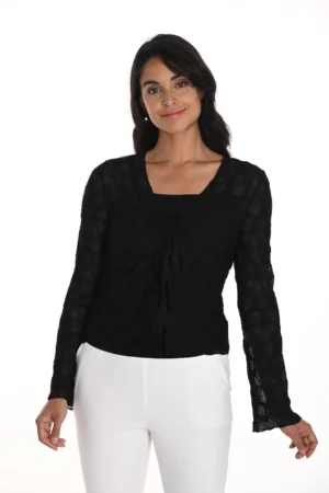 Frank Lyman 256441 Black Long Sleeve Knit Cardigan