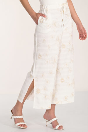 Frank Lyman 266318 Off-White/Gold Embroidered Trousers